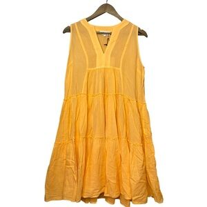 NEW NEMA Resort Wear Noeline Tiered Mini dress in apricot cotton Greece